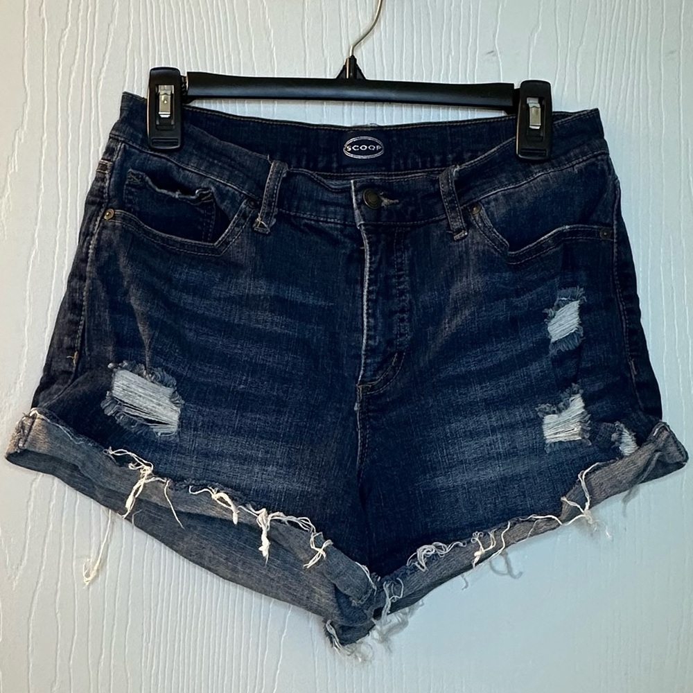 Scoop retro boy cut off denim jean shorts women’s 8 dark wash